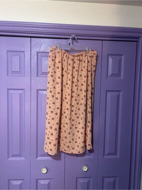 Peach Floral Skirt - SHEIN